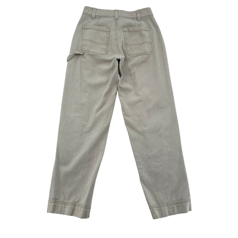 Old Navy Women's Size 0 High-Rise Straight Carpenter Pants Beige Cotton Comfy